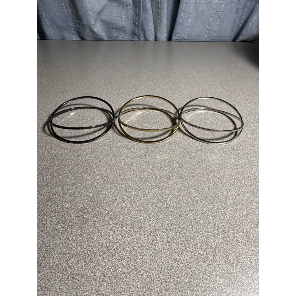 Women's Bracelets Bangles One Size Gold Silver Charcol Set of 3 (M1)